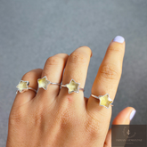 Natural Citrine Ring, Star Shape Citrine Ring, Electroplated Ring, November Birthstone Ring, Crystal Ring, Gemstone Ring, Statement Ring